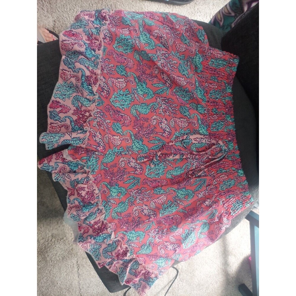 ! Simply Southern Seahorses & Coral Ruffles Elastic Waist  Shorts Size 0/S NWT